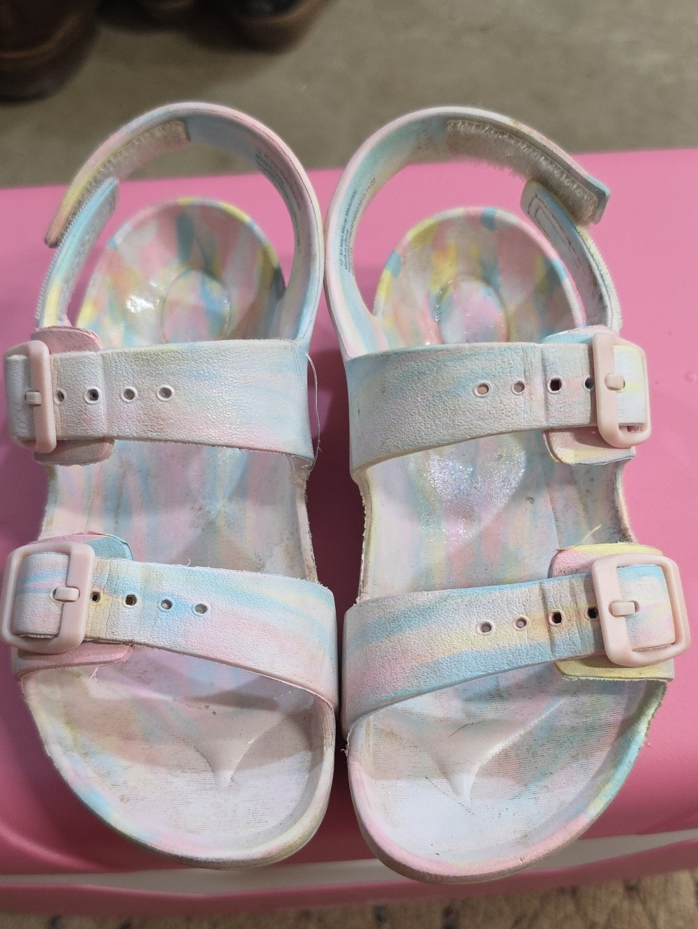 Target Kids Pastel Tie-Dye Buckle Sandals - Pink, Blue, Cream